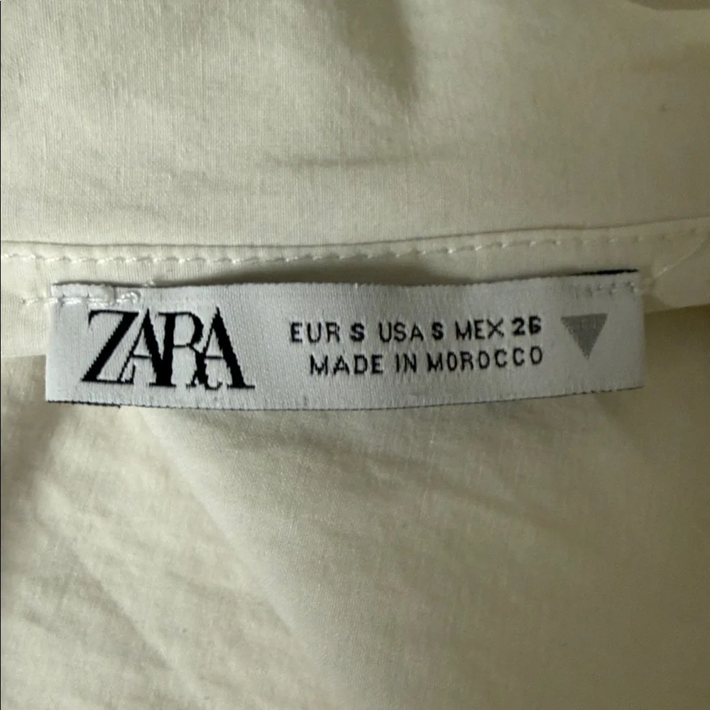 Zara White Ruched Puff Sleeve Crop Top Size S Cottagecore